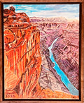 Red Rock Canyon River Oil Painting Framed