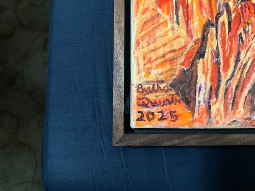 Red Rock Canyon River Oil Painting Framed