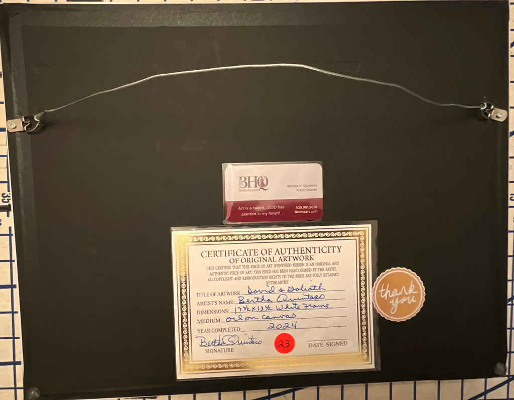 David & Goliath — 17 x 13 | White Frame