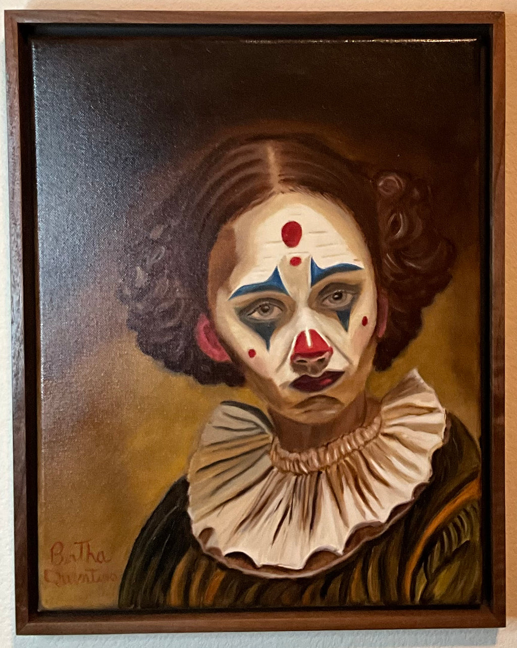 Dramatic Lady Jester — 14 x 18 | Black Walnut Frame