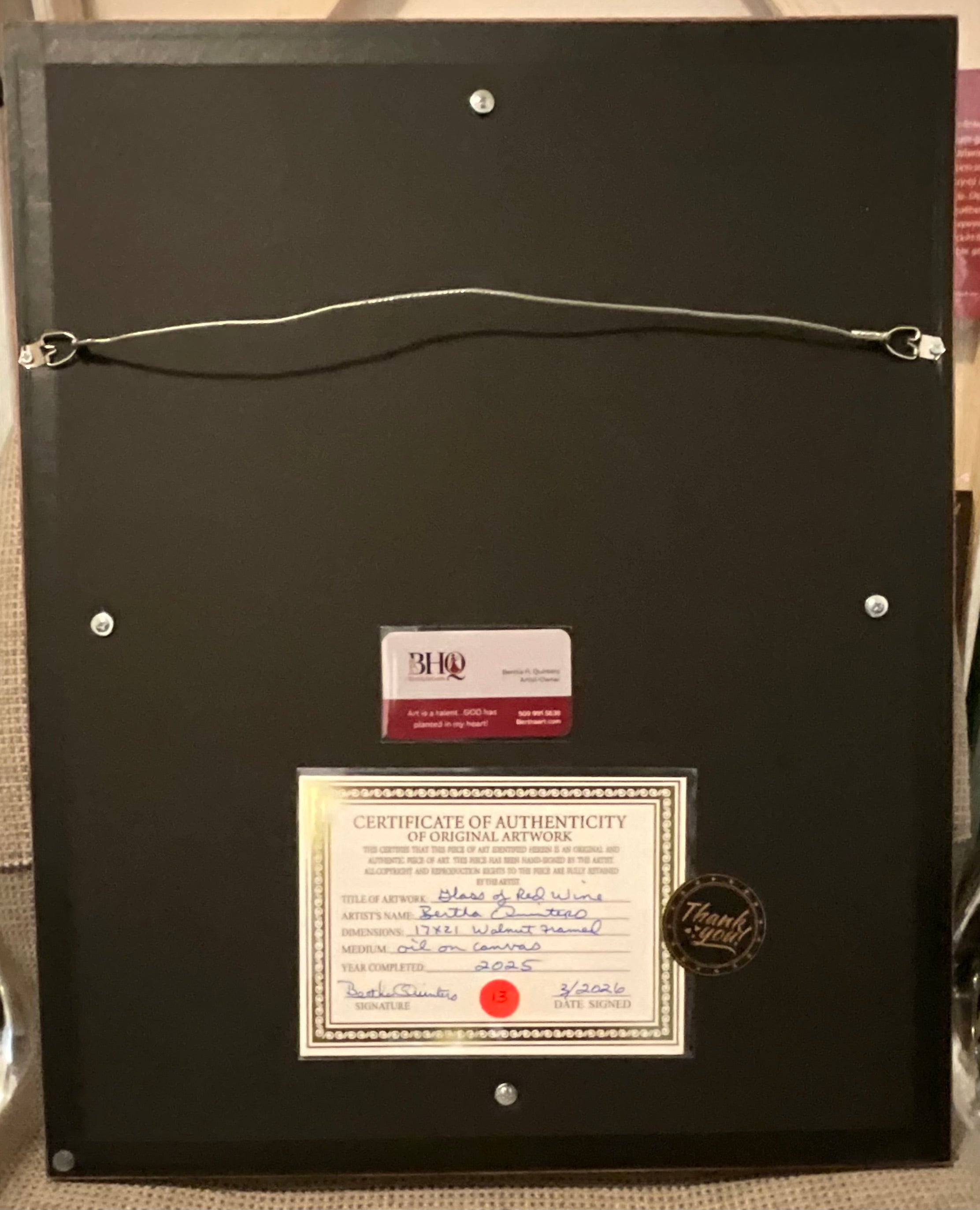 Glass of Red Wine with Cheese — 17 x 21 | Walnut Frame